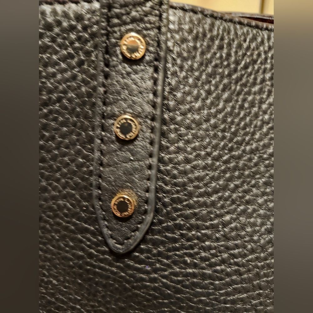 Karl Lagerfeld Paris "Lock Charm" Black Pebbled Leather Tote Bag, Retail $178 - Picture 7 of 11